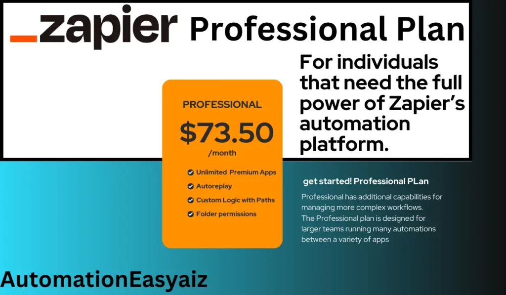 Zapier Pricing Professional Plan